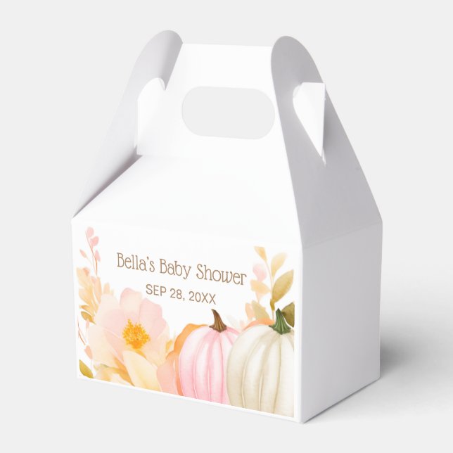 Pink Pumpkin Baby Shower Favour Box (Front Side)