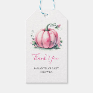 Pink Pumpkin Baby Shower Favour Tags Template