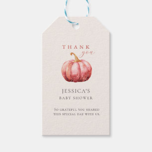 Pink Pumpkin Baby Shower Gift Tag