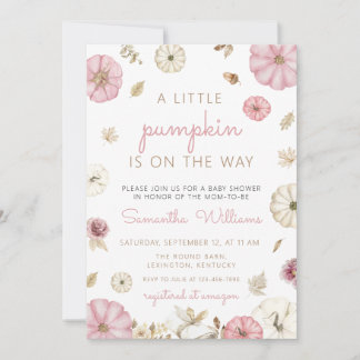 pink Pumpkin Baby Shower girl, Little Pumpkin Invitation