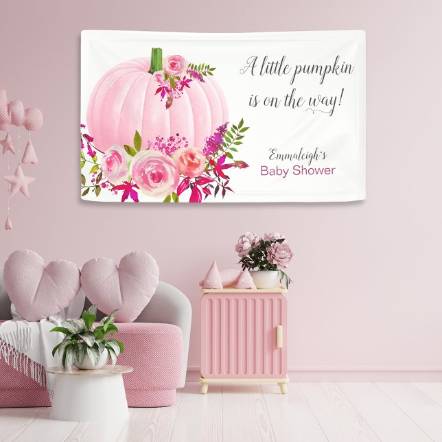 Pink Pumpkin Baby Shower Horizontal Banner (Creator Uploaded)