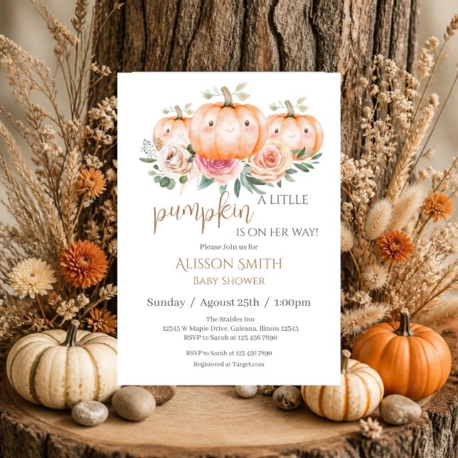 Pink Pumpkin Baby Shower Invitation (Creator Uploaded)