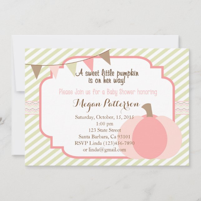 Pink Pumpkin Baby Shower Invitation (Front)