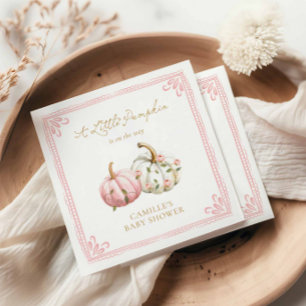 Pink Pumpkin Baby Shower Paper Napkin