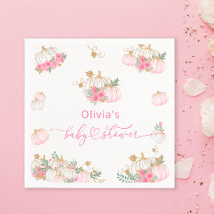 Pink Pumpkin Baby Shower Paper Napkin