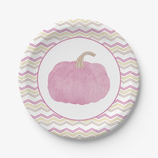 Pink Pumpkin Baby Shower Party Plate (Front)