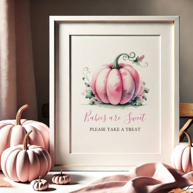 Pink Pumpkin Baby Shower Posters (Pink pumpkin baby shower posters watercolor fall theme by Do Tell A Belle)