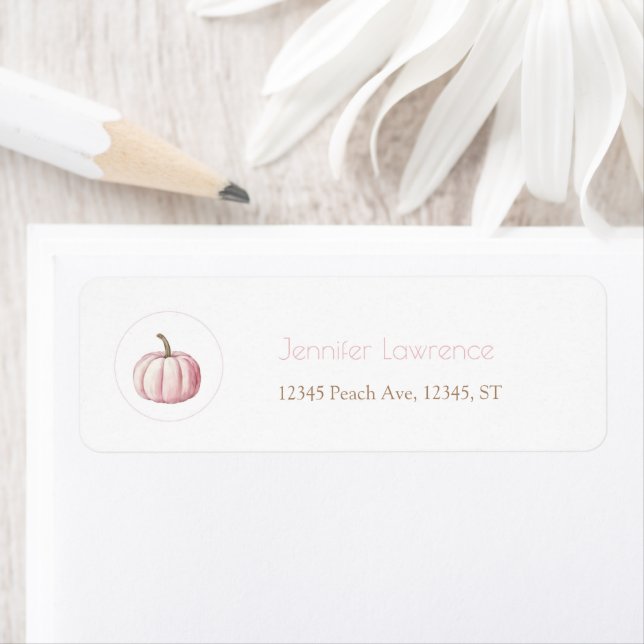 Pink Pumpkin Baby Shower Return Address Label (Insitu)
