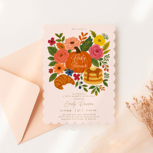 Pink Pumpkin Baby Shower Scallop Invitation