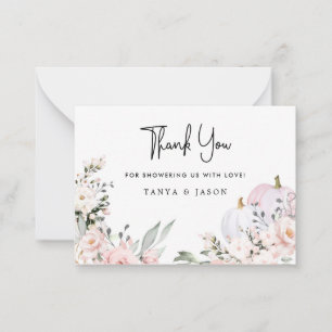 Pink Pumpkin Baby Shower Thank You Card
