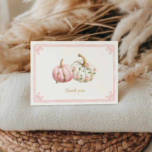 Pink Pumpkin Baby Shower Thank You Card