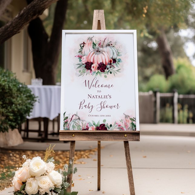 Pink Pumpkin Baby Shower Welcome Sign (Creator Uploaded)