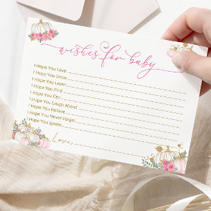 Pink Pumpkin Baby Shower Wishes for Baby Card