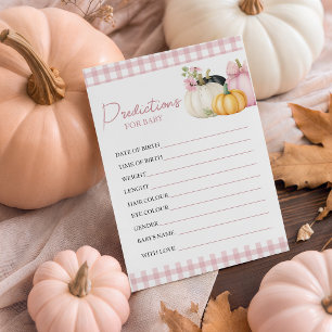 Pink Pumpkin Baby Shower Wishes Predictions Card