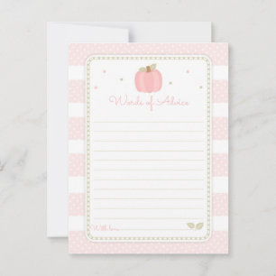 Pink Pumpkin Baby Shower Words of Advice Card