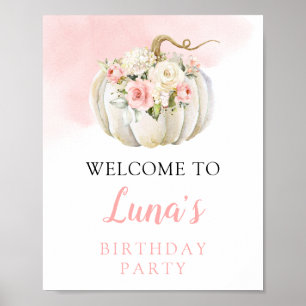 Pink Pumpkin Birthday Welcome Sign