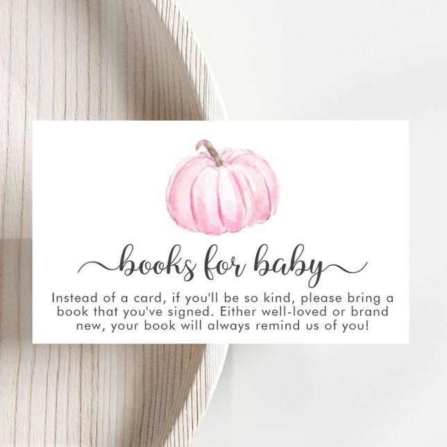 Pink Pumpkin Books For Baby Girl Shower Enclosure Card (Creator Uploaded)