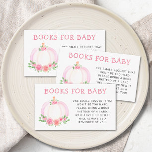 Pink Pumpkin Books For Baby Girl's Baby Shower  Enclosure Card