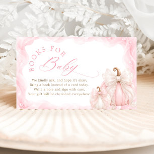 Pink Pumpkin Bow Baby Shower Books for Baby Ticket Enclosure Card