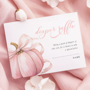 Pink Pumpkin Bow Baby Shower Diaper Raffle  Enclosure Card