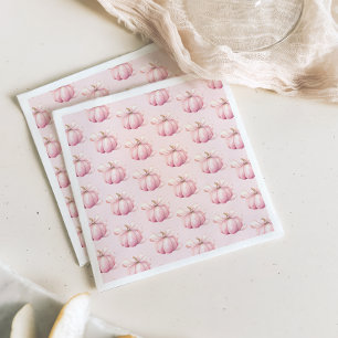 Pink Pumpkin Bow Girl Baby Shower  Napkin