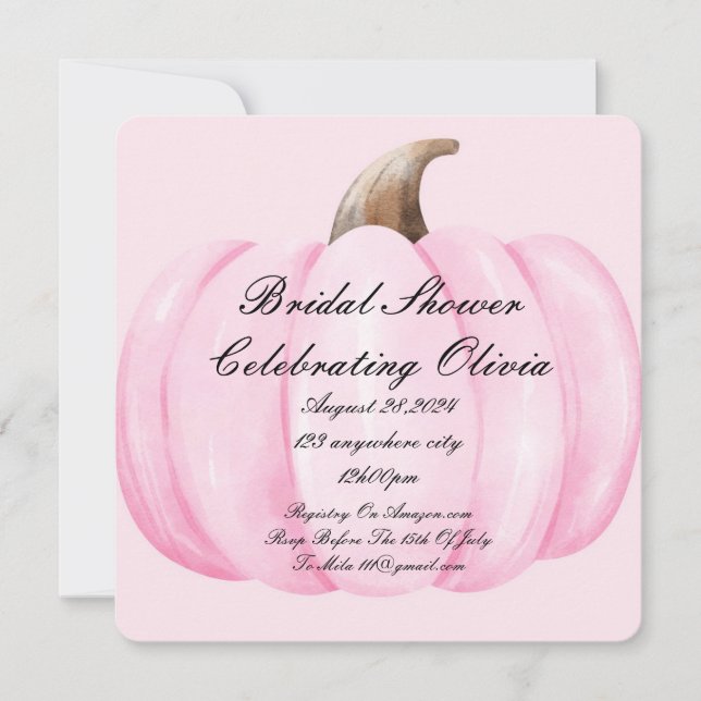 PINK PUMPKIN BRIDAL SHOWER FALL INVITATION (Front)