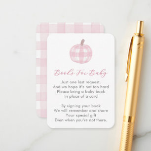 Pink Pumpkin Bring a Book For Baby Girl Shower Enclosure Card