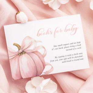 Pink Pumpkin Coquette Bow Baby Shower Books Baby Enclosure Card