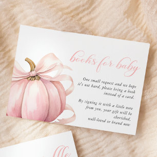 Pink Pumpkin Coquette Bow Baby Shower Books Baby Enclosure Card