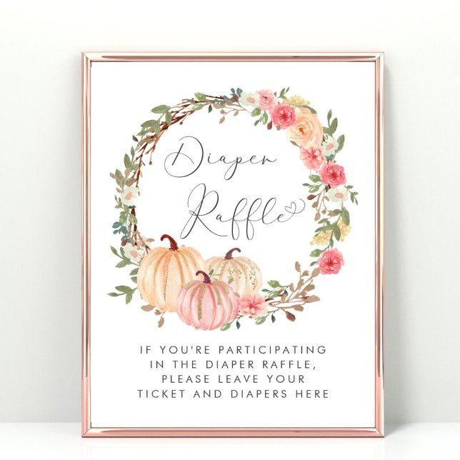 Pink Pumpkin Diaper Raffle Baby Girl Shower Poster (Creator Uploaded)