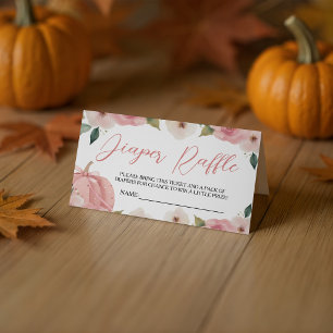 Pink Pumpkin Diaper Raffle Ticket 3.5x2 Enclosure Card