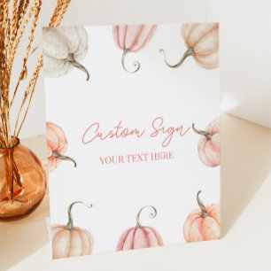 Pink Pumpkin Fall Autumn Custom Party Pedestal Sign
