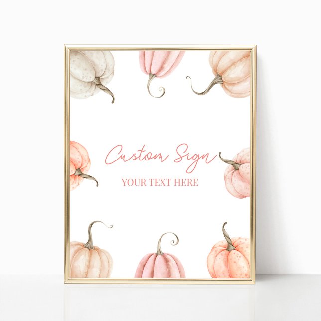 Pink Pumpkin Fall Autumn Custom Party Sign (Creator Uploaded)