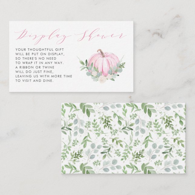 Pink Pumpkin Fall Baby Shower Display Shower Enclosure Card (Front/Back)