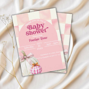 Pink Pumpkin Fall Baby Shower Halloween Invitation