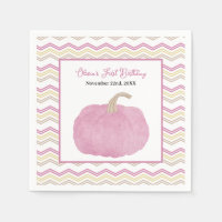 Pink Pumpkin Fall Birthday Party Napkins