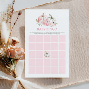 Pink Pumpkin Fall Girl Baby Bingo Game Card