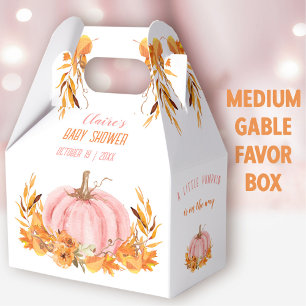 Pink Pumpkin Fall Girl Baby Shower Medium Gable Favour Box