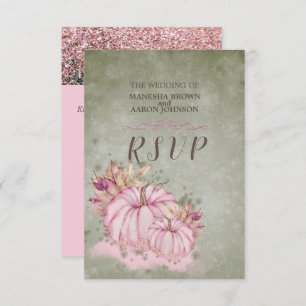 PINK Pumpkin Fall Harvest - Wedding RSVP Card