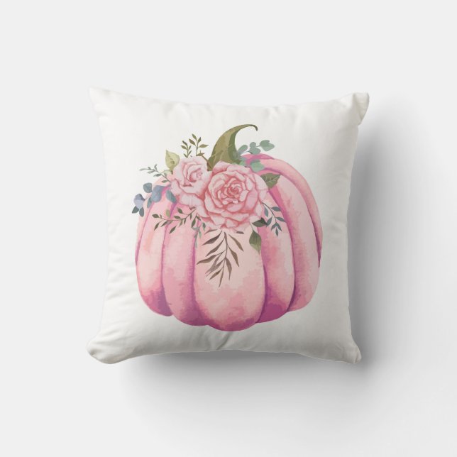 Pink Pumpkin Fall Pillow (Front)