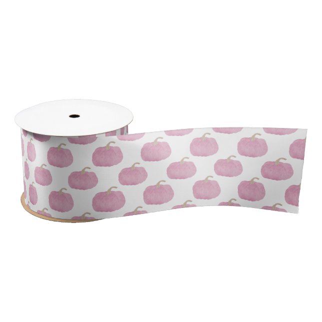 Pink Pumpkin Fall Satin Ribbon (Spool)