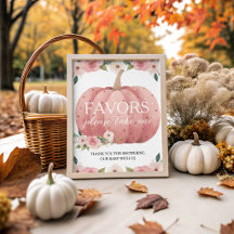 Pink Pumpkin Favours Table Sign 8x10