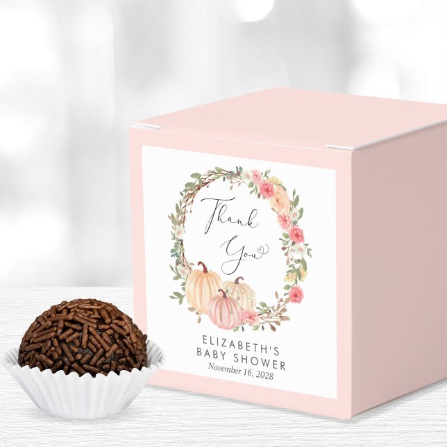 Pink Pumpkin Floral Baby Girl Shower Thank You Favour Box (Creator Uploaded)
