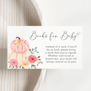 Pink Pumpkin Floral Baby Shower Books For Baby Enclosure Card