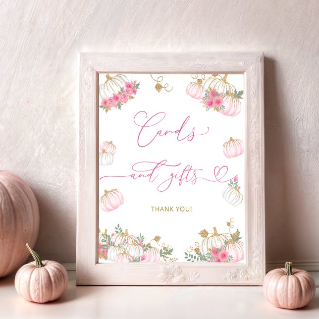 Pink Pumpkin Floral Baby Shower Cards and Gifts Poster (Creator Uploaded)