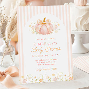 Pink Pumpkin Floral Baby Shower Invitation