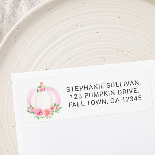 Pink Pumpkin Floral Baby Shower Return Address