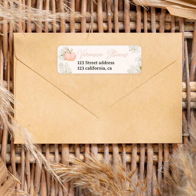 Pink pumpkin floral chic baby shower (Pink pumpkin floral chic baby shower label)