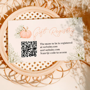 Pink pumpkin floral registry baby shower enclosure card