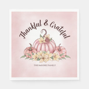 Pink Pumpkin Floral Thanksgiving napkin